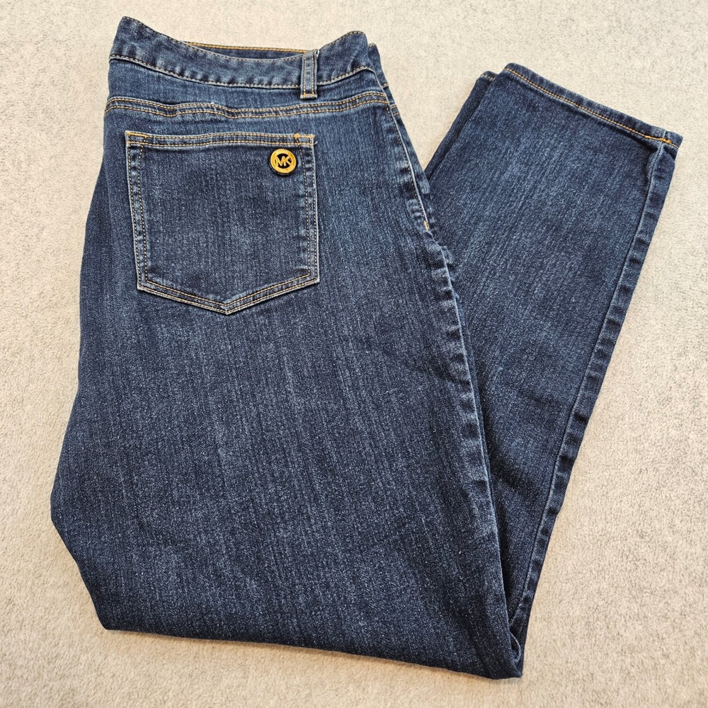 MICHAEL KORS Ankle Jeans Women 12 Blue Zipper Pockets Slim Fit Denim Casual